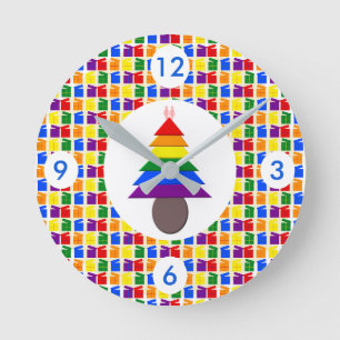 Horloge Ronde Les lesbiennes, l'Arbre de Noël arc-en-ciel et le