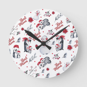 Horloge Ronde Les Meilleurs Pingouins de Noël