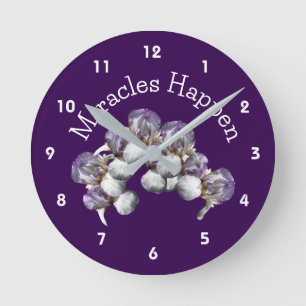 Horloge Ronde Les miracles se produisent Iris Fleurs Inspiration