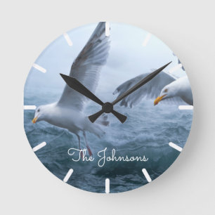 Horloge Ronde Les mouettes volent au-dessus de la mer