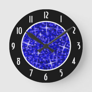 Horloge Ronde Les "nombres" noirs bleu-foncé de tape-à-l'oeil