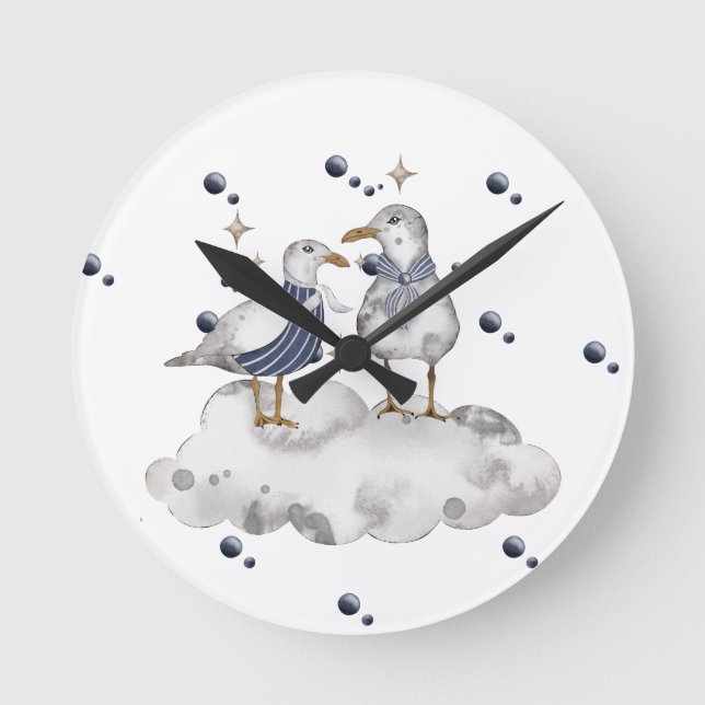 Horloge Ronde Les oiseaux de plage (Recto)
