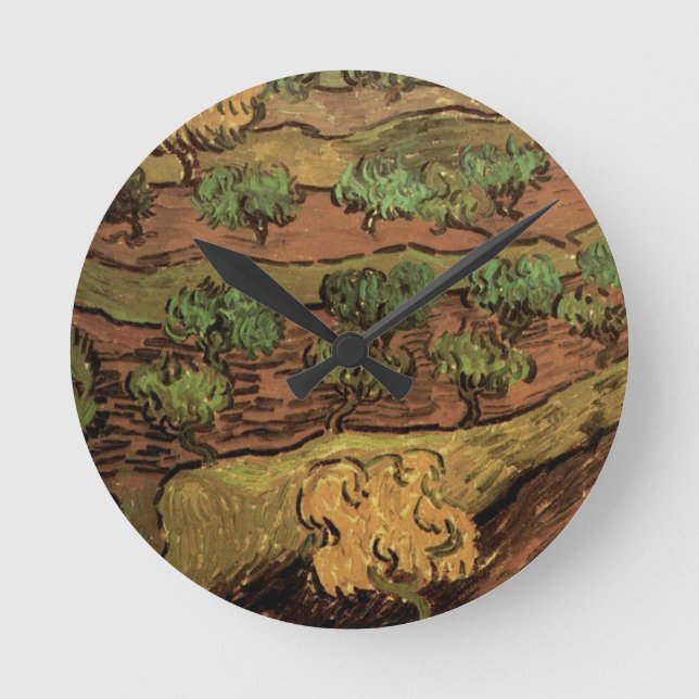 Horloge Ronde Les oliviers de Van Gogh face à une pente d'une co (Recto)