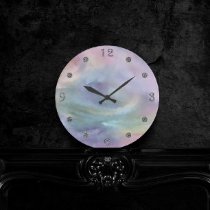 Horloge Ronde Les Pastels Whimsical   Dreamy Muted Rainbow Mottl