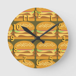 Horloge Ronde Les Patters de Yummy Cheeseburger Time Fun