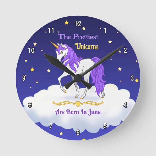 Horloge Ronde Les Plus Belles Unicornes Sont Nées En Juin (Recto)
