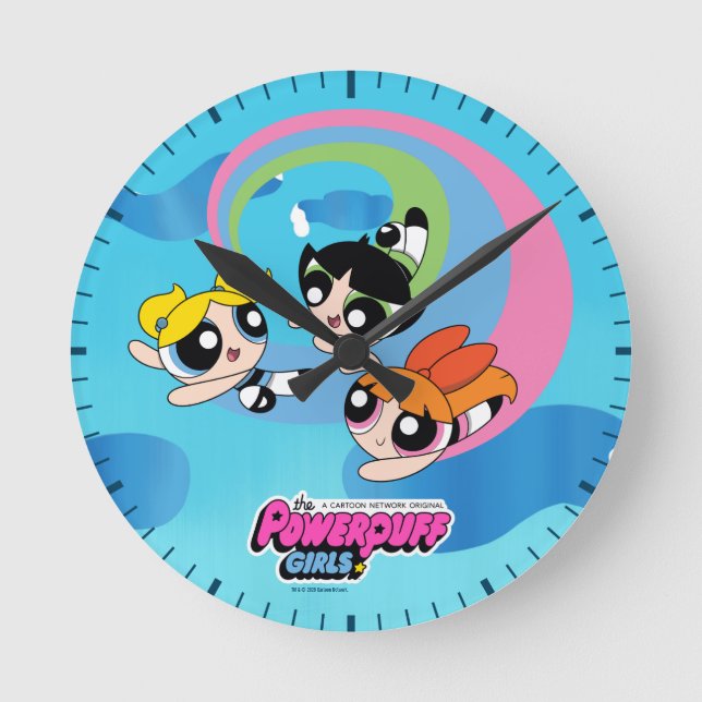 Horloge Ronde Les Puissantes Filles Volent Dans Le Ciel (Recto)