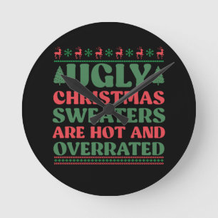Horloge Ronde Les vilains pulls de Noël sont tendance et suresti