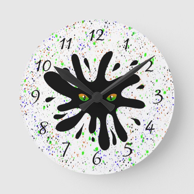 Horloge Ronde Les yeux de chat regardent une Black Blob (Recto)