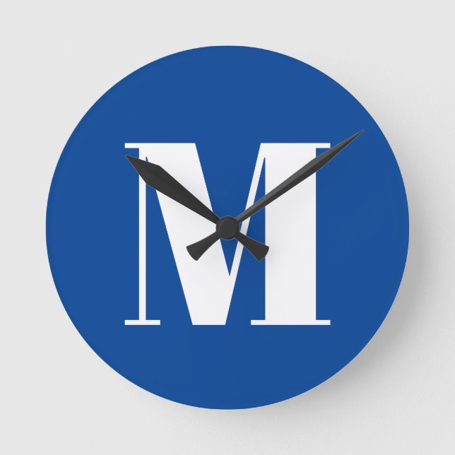 Horloge Ronde LETTRE INITIALE Bleu Profond Monogramme Moderne De (Recto)