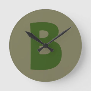 Horloge Ronde LETTRE INITIALE Élégante MONOGRAPHIQUE VERT