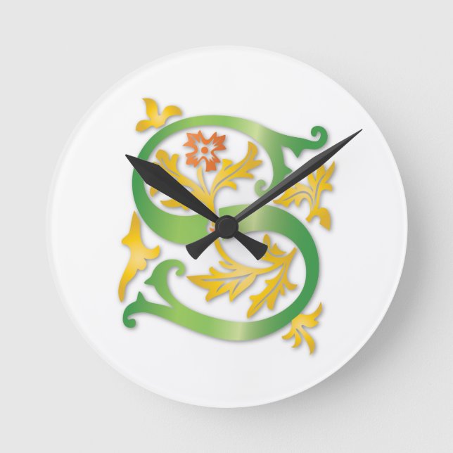Horloge Ronde Lettre S Monogram Fleur de lis (Recto)