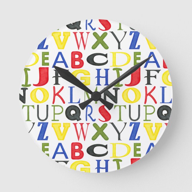 Horloge Ronde Lettres de couleur vive de Megan Meagher (Recto)