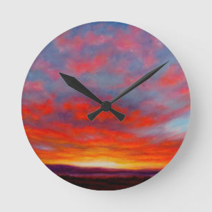 Horloge Ronde Lever de soleil dans les montagnes de l'horloge du