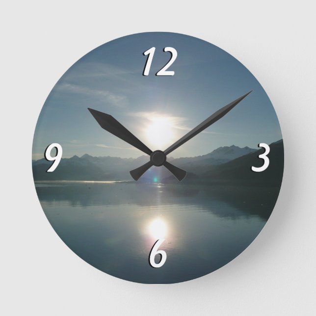 Horloge Ronde Lever de soleil sur College Fjord Alaska Photograp (Recto)