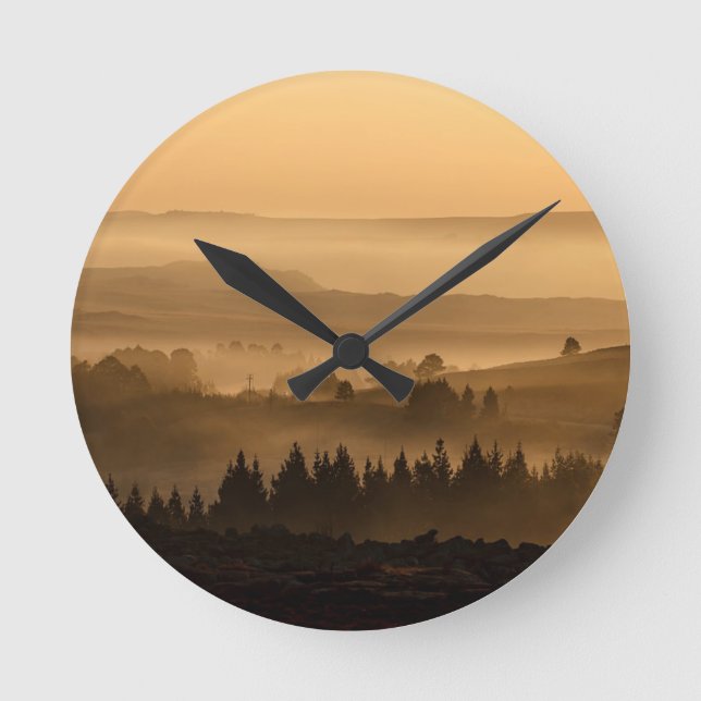 Horloge Ronde Lever De Soleil Sur Le Paysage De Misty Rolling Hi (Recto)