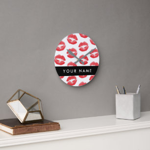 Horloge Ronde Lèvres Rouges, Baiser, Baguette à lèvres, Votre No