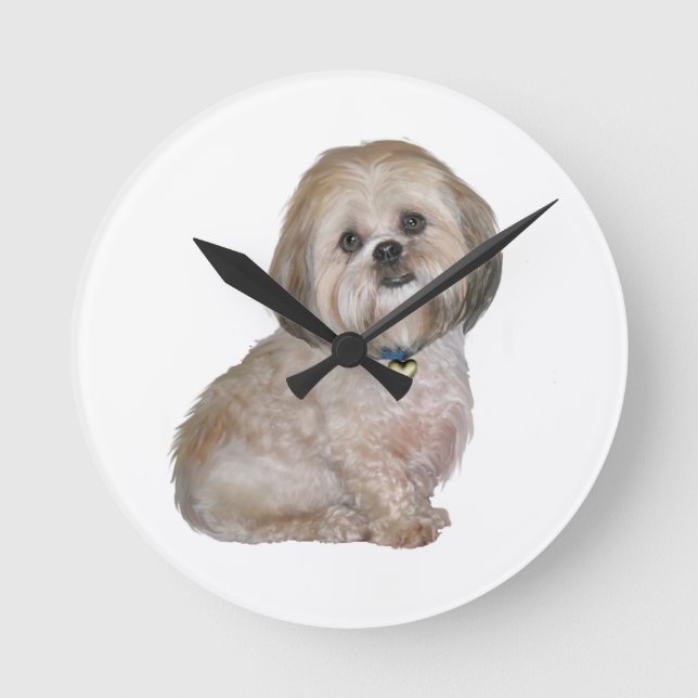 Horloge Ronde Lhasa Apso (A) - doré / crème (Recto)
