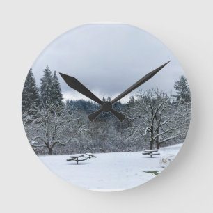 Horloge Ronde L'hiver au parc, Wilsonville, OU
