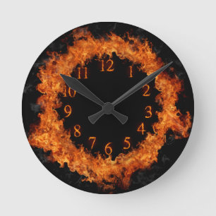 Horloge Ronde L'horloge Firey du feu flambe l'horloge murale