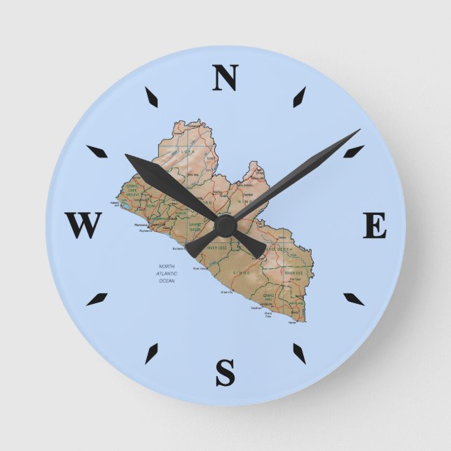 Horloge Ronde Liberia Map Clock (Recto)