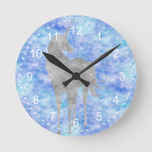 Horloge Ronde Licorne argentée