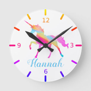 Horloge Ronde Licorne colorée