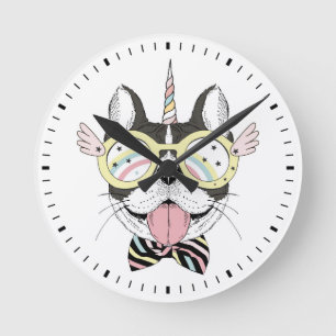 Horloge Ronde Licorne de bouledogue français