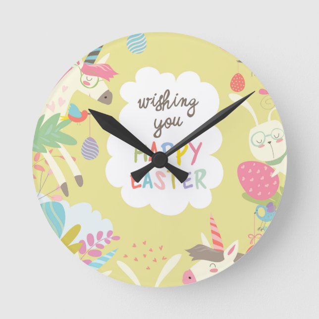 Horloge Ronde licorne de pâques (Recto)