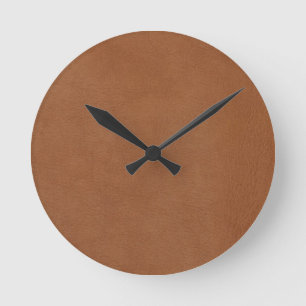Horloge Ronde Light Brown Leather Digital Print Round Clock