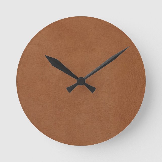Horloge Ronde Light Brown Leather Digital Print Round Clock (Recto)