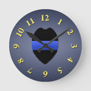Horloge Ronde Ligne bleue mince