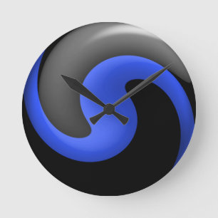 Horloge Ronde Ligne bleue mince