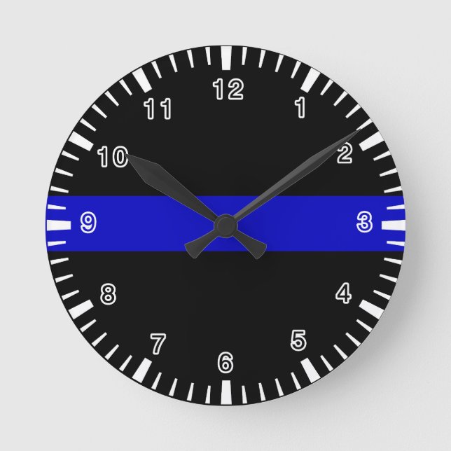 Horloge Ronde Ligne bleue mince (Recto)