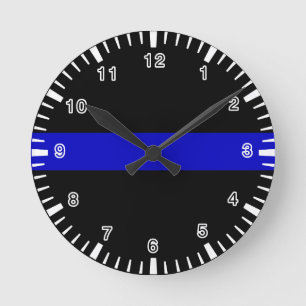 Horloge Ronde Ligne bleue mince