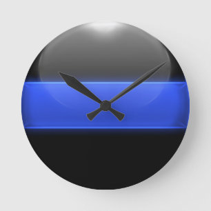 Horloge Ronde Ligne bleue mince