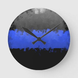 Horloge Ronde Ligne bleue mince