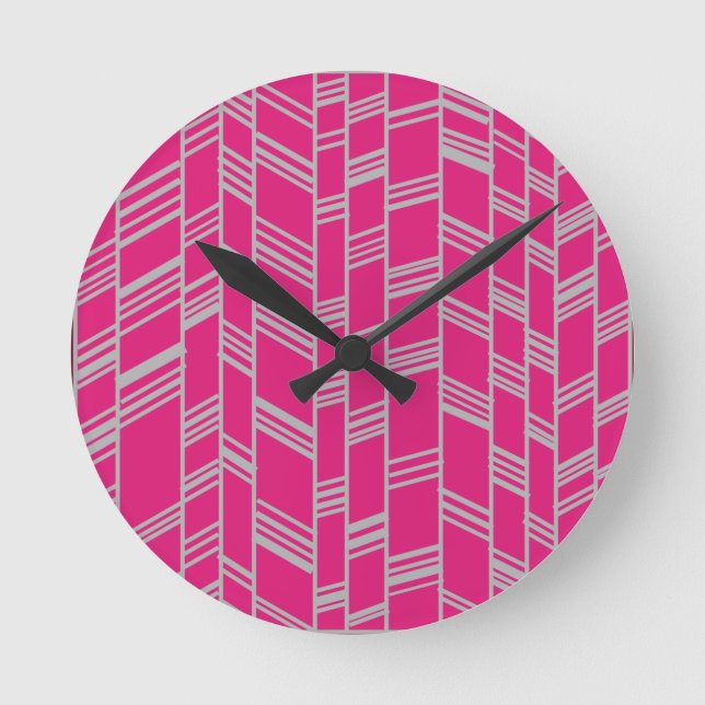 Horloge Ronde Lignes Art Déco Fuchsia (Recto)