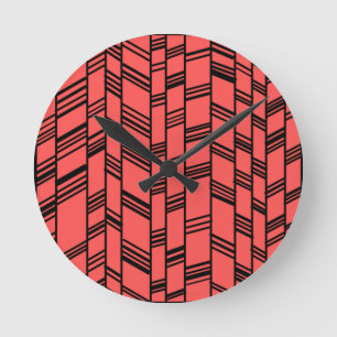 Horloge Ronde Lignes Art Déco saumon