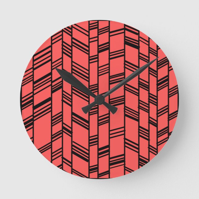 Horloge Ronde Lignes Art Déco saumon (Recto)