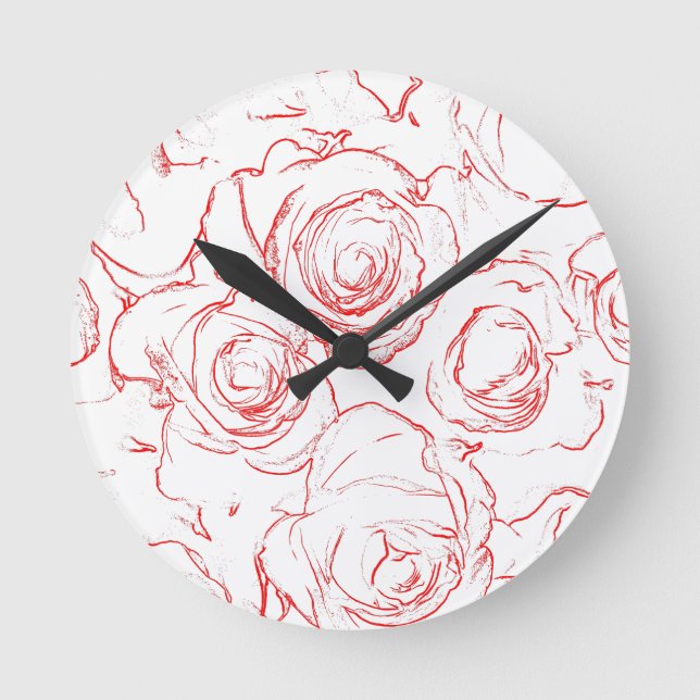 Horloge Ronde Lignes directrices de Red Roses (Recto)