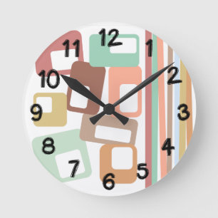 Horloge Ronde Lignes et rectangles