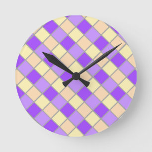 Horloge Ronde Lilas et pêche