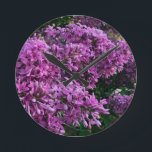 Horloge Ronde lilas rose violet élégant photo florale<br><div class="desc">L'odeur du printemps est dans l'air ! - romantique rose violet lilas photo par H Cooper</div>