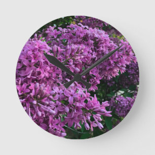 Horloge Ronde lilas rose violet élégant photo florale