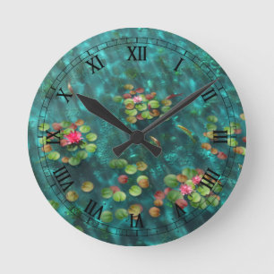 Horloge Ronde Lilies sur l'horloge aquatique