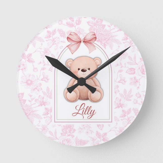 Horloge Ronde Lilly | Conception personnalisée d'ours en peluche (Recto)