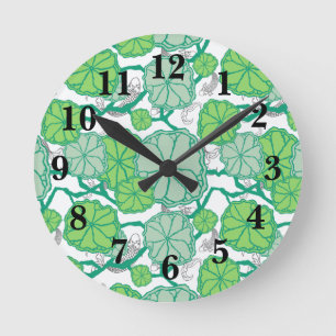 Horloge Ronde Lily Pad Koi Motif de bain de poisson