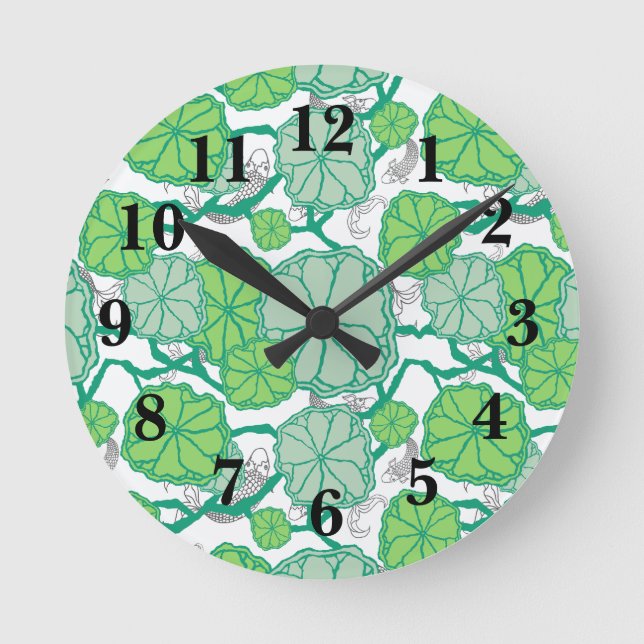 Horloge Ronde Lily Pad Koi Motif de bain de poisson (Recto)