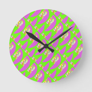 Horloge Ronde Lime Vert et violet clair motifs Compact Mi
